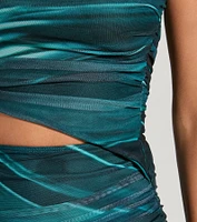 Artsy Flair Strapless Cutout Abstract Mini Dress