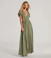Make Hearts Flutter Short Sleeve Cutout Maxi Dress