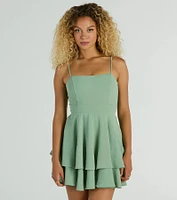 Divine Cutie Tie-Back Ruffled Skater Dress