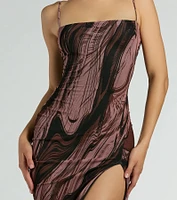 Abstract Beauty Printed Slit Midi Dress