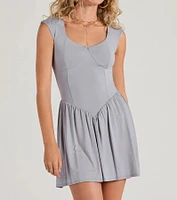 Flattering Look A-Line Ruffled Mini Dress