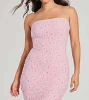 Sweetest Allure Strapless Floral Eyelet Knit Midi Dress