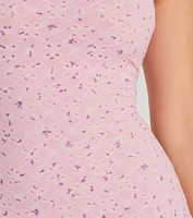 Sweetest Allure Strapless Floral Eyelet Knit Midi Dress