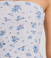 Flirty Ditsy Floral Eyelet Strapless Mini Dress
