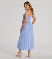 Signature Stripes Strapless A-Line Maxi Dress