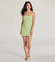 Smooth Silhouette Ruched Bodycon Mini Dress
