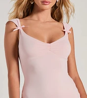 Adorable Intent Sleeveless Bow Bodycon Mini Dress
