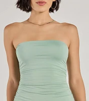 Here Comes The Sun Strapless Ruffled Mini Dress