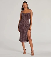 Class Act Cowl Neck Polka Dot Midi Dress