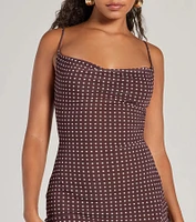 Class Act Cowl Neck Polka Dot Midi Dress