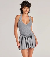 So Fab Drop Waist Halter Skater Dress