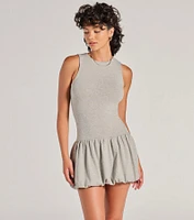 Weekend Feeling Sleeveless Bubble Hem Mini Dress