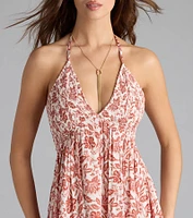 Sunny Days Floral Halter Skater Dress
