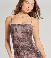 Artsy Babe Paisley Bodycon Slit Midi Dress