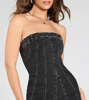Stylish Jeanius Strapless Denim Mini Dress