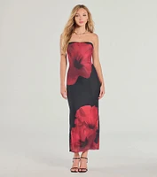 Impressive Blossom Strapless Floral Maxi Dress