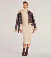 The Essential High-Slit Ribbed Knit Midi Dress
