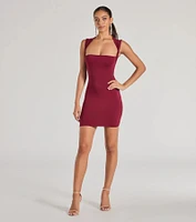 Chic Muse Square Neck Bodycon Mini Dress