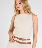 Modern Babe Sleeveless Belted Mini Dress