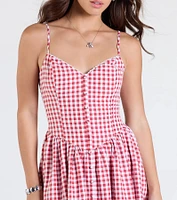 Get Cutesy V-Neck Gingham Skater Dress
