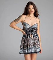 Spring Fling V-Neck Paisley Skater Dress