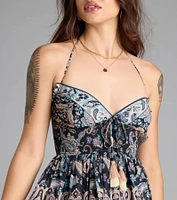 Spring Fling V-Neck Paisley Skater Dress