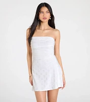 Lovely Eyelet A-Line Mini Dress