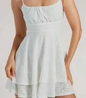 Simply Sunny Eyelet Knit Mini Skater Dress