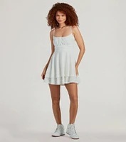 Simply Sunny Eyelet Knit Mini Skater Dress