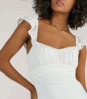 Always Sweet Ruffled Eyelet Lace Mini Dress
