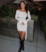 Flirty Twist Off-The-Shoulder Soft Knit Mini Dress