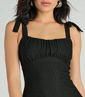 Life Is Sweet Eyelet Bodycon Ruffle Mini Dress