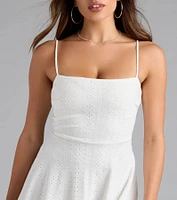 Pretty Vibes Eyelet Knit Layered Skater Dress