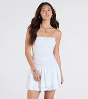 Looking Sweet Eyelet Knit Tiered Skater Dress