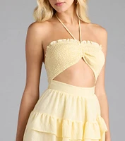 Blissful Cutie Halter Cutout Skater Dress