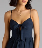 So Effortless Tie-Front Ruffled Skater Dress