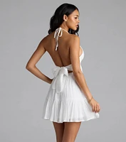 Sweet Talker Strappy Back Halter Skater Mini Dress