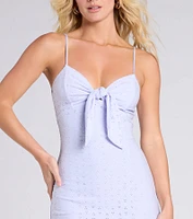 Charming Arrival Tie-Front Slit Midi Dress