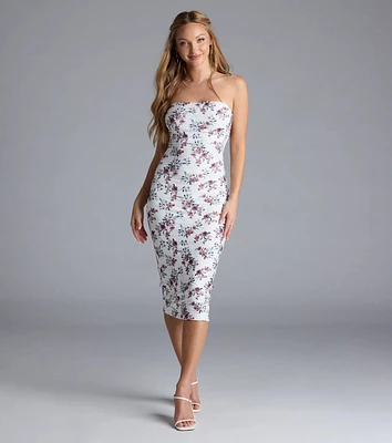 Blissful Cutie Floral Bodycon Midi Dress