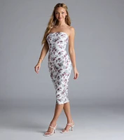 Blissful Cutie Floral Bodycon Midi Dress