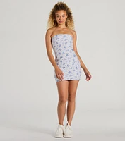 Major Charmer Ditsy Floral Strapless Mini Dress