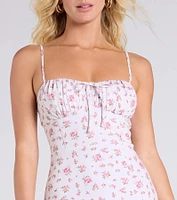So Enchanted Floral Slit A-Line Midi Dress