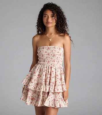 Flirty Fave Floral Ruffled Skater Dress