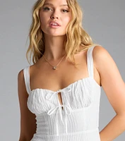 Spring Fling Corset Tie A-Line Midi Dress