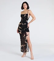 Sunset Beauty Tropical Print Maxi Dress