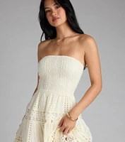 Lovely Day Eyelet A-Line Midi Dress
