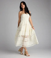 Lovely Day Eyelet A-Line Midi Dress