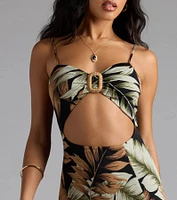 Destination Cutie Tropical Cutout Slit Maxi Dress