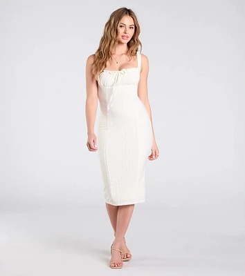 Blissful Cutie Eyelet Bodycon Midi Dress