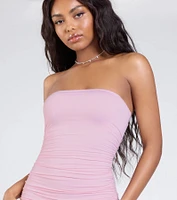 Here Comes The Sun Strapless Ruffled Mini Dress